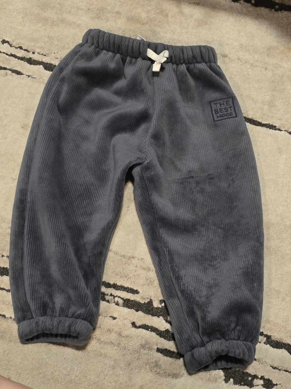 Zara Kids Corduroy Joggers - Charcoal Blue Pantalon Doubler Chaud 12-18mois
